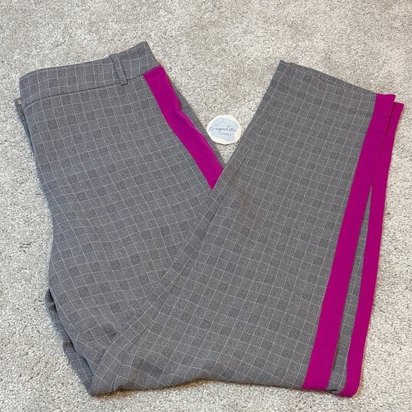 Jason Wu Pants - Jason Wu Silk Pants Gray Plaid Pink Side Stripe Sz 8